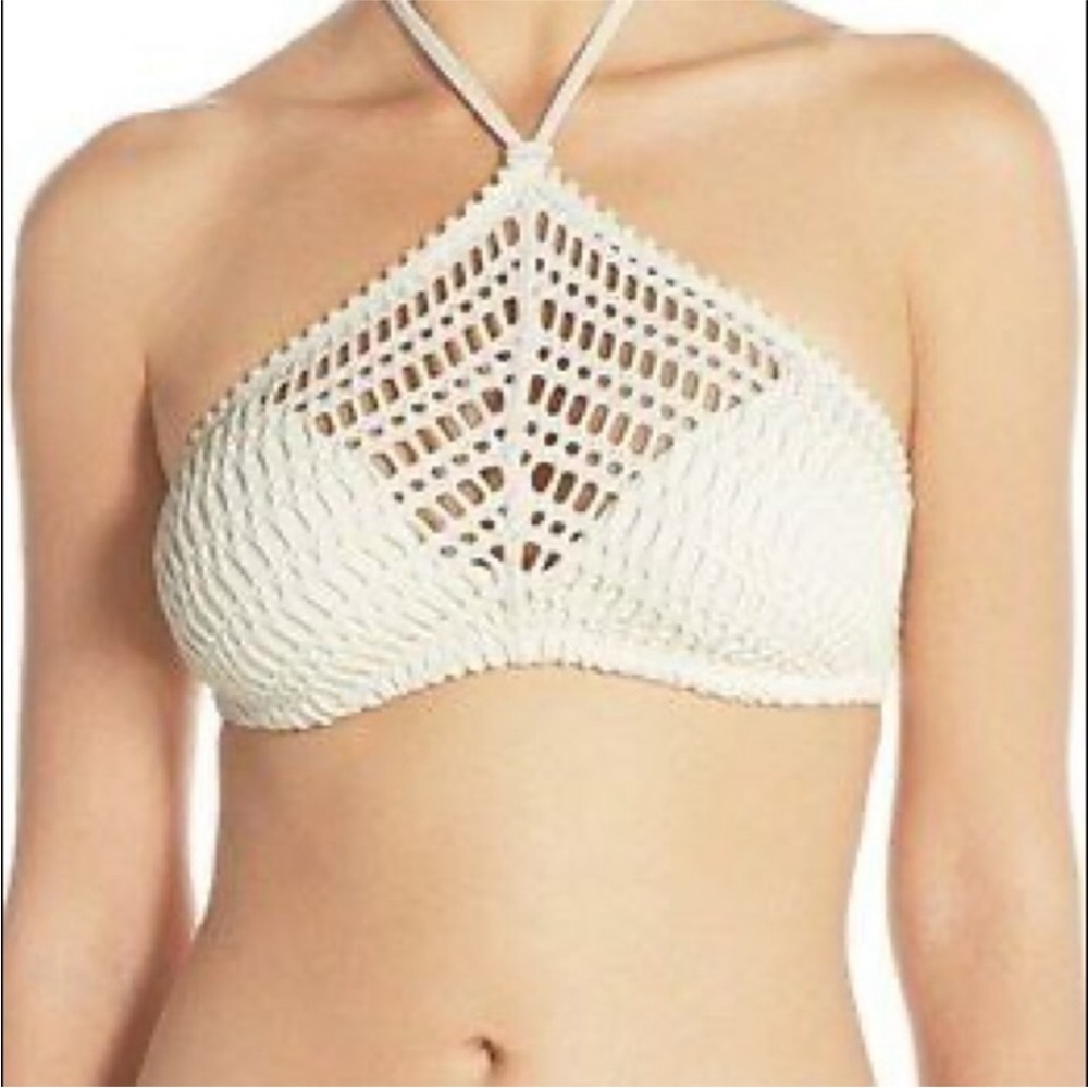 Robin Piccone Sophia Crotchet Bikini Top In Ivory L